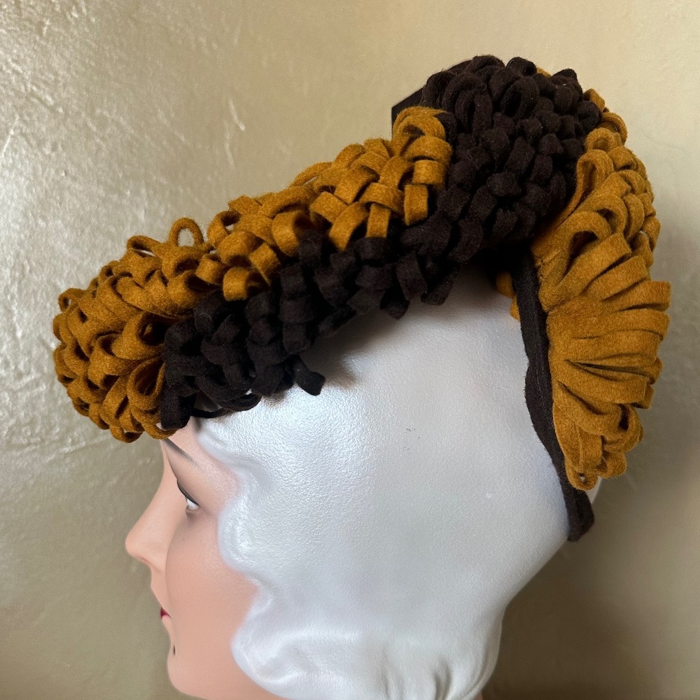 RARE 1930's BROWN/GOLD FELT TILT HAT - Picture 8 of 13